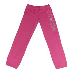 Y2K Pink Sweatpants with Silver Love Graphic